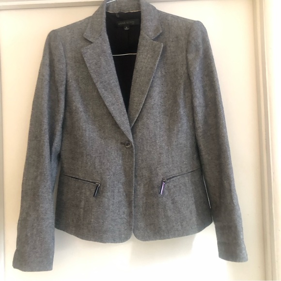 ❤️Anne Klein Grey Wool Blend Suit Jacket Blazer Size 8 - Picture 1 of 7